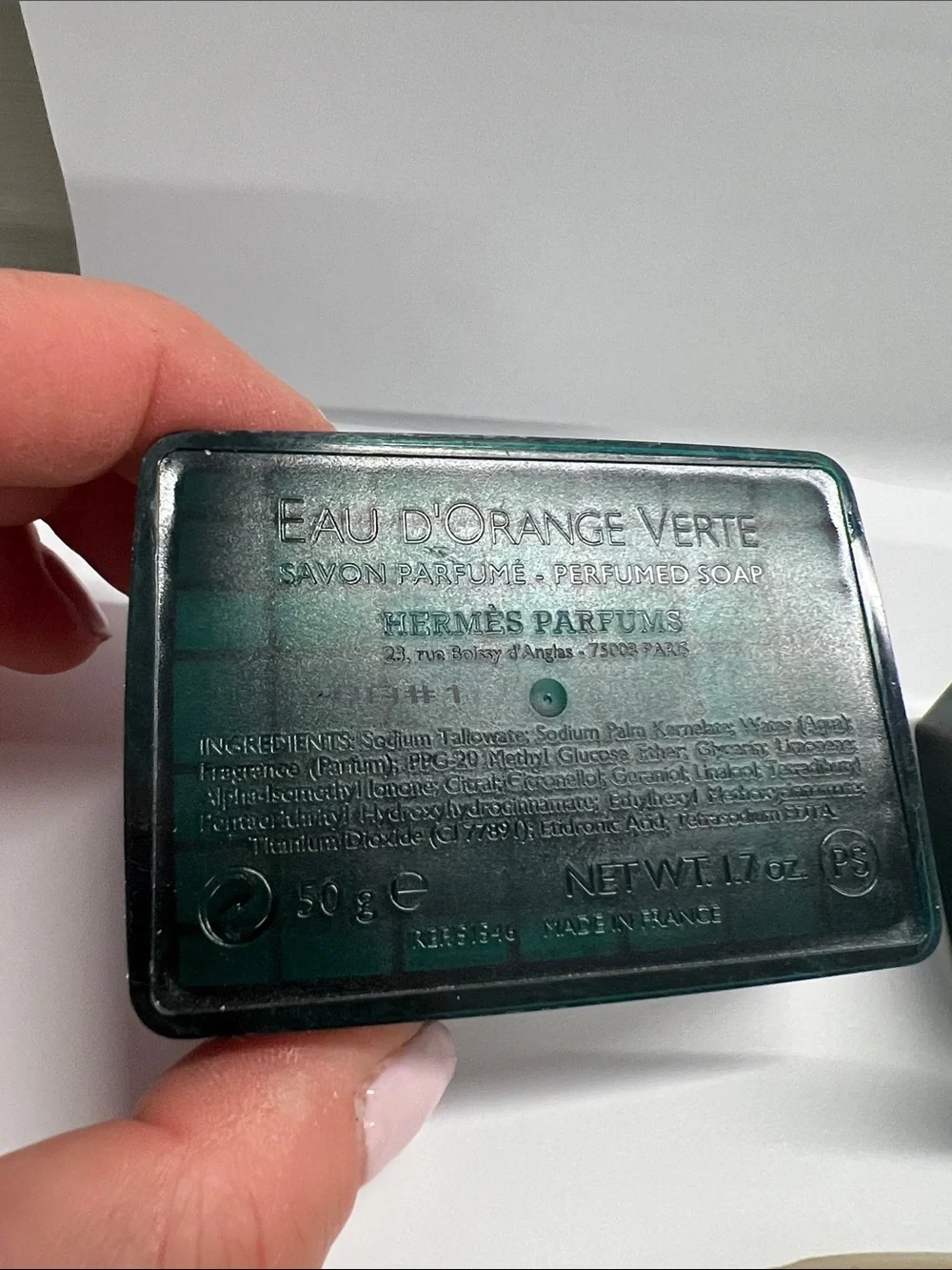 Vintage HERMES Eau d’Orange Verte Scented Soap In Lucite Box Vintage 0.8 oz